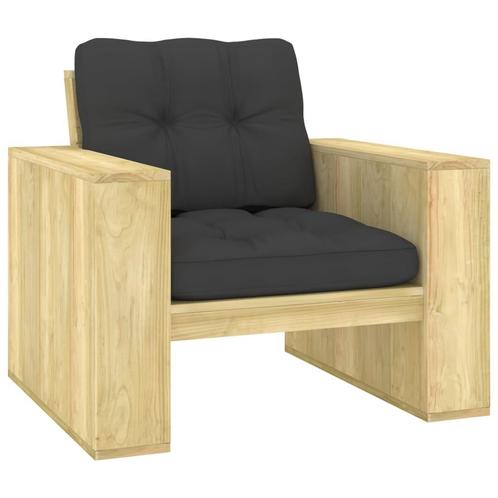 vidaXL Tuinstoel met antracietkleurige kussens geïmpregneerd, Tuin en Terras, Tuinstoelen, Nieuw, Verzenden