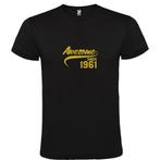 T-shirt met de tekst Awesome sinds 1961, Overige kleuren, Roly, Verzenden, Nieuw
