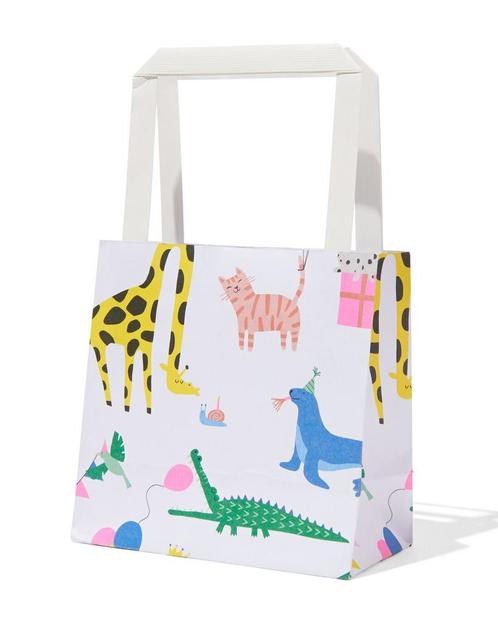 HEMA Cadeautasjes papier 13x13x7 feestbeesten - 6 stuks, Hobby en Vrije tijd, Feestartikelen, Nieuw, Verzenden