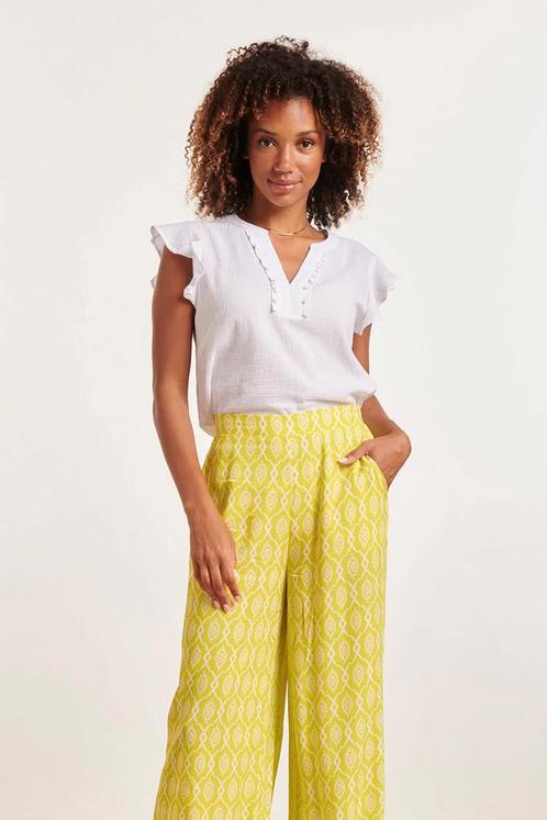 -30% Smashed Lemon  Smashed Lemon 24359 dames korte ruffle m, Kleding | Dames, Blouses en Tunieken, Wit, Nieuw, Verzenden