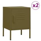 vidaXL Nachtkastjes 2 st 35x35x51 cm staal olijfgroen, Minder dan 45 cm, Nieuw, Minder dan 55 cm, Verzenden