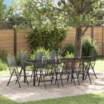 vidaXL 9-delige Tuin Eettafel Set in Antraciet Staal, Verzenden, Nieuw