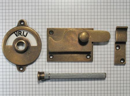 Toiletsluiting, overslag recht, brons antiek, Doe-het-zelf en Verbouw, Hang- en Sluitwerk, Nieuw, Ophalen of Verzenden