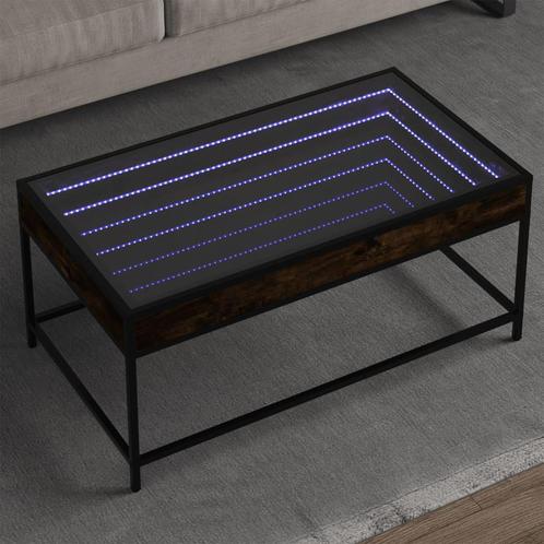 vidaXL Salontafel met Infinity LED 90x50x41 cm gerookt, Huis en Inrichting, Tafels | Salontafels, 50 tot 100 cm, Nieuw, Overige houtsoorten