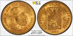 Gouden Willem III 10 gulden 1875 MS66 PCGS gecertificeerd, Goud, Losse munt, Verzenden