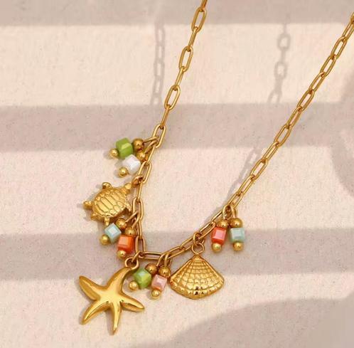 Boho kleurrijke ketting in gouden tinten - leuke hangers -, Sieraden, Tassen en Uiterlijk, Kettingen