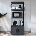 Keukenkast Arhuni 139x56x30 cm zwart en antraciet [en.casa], Verzenden, Nieuw