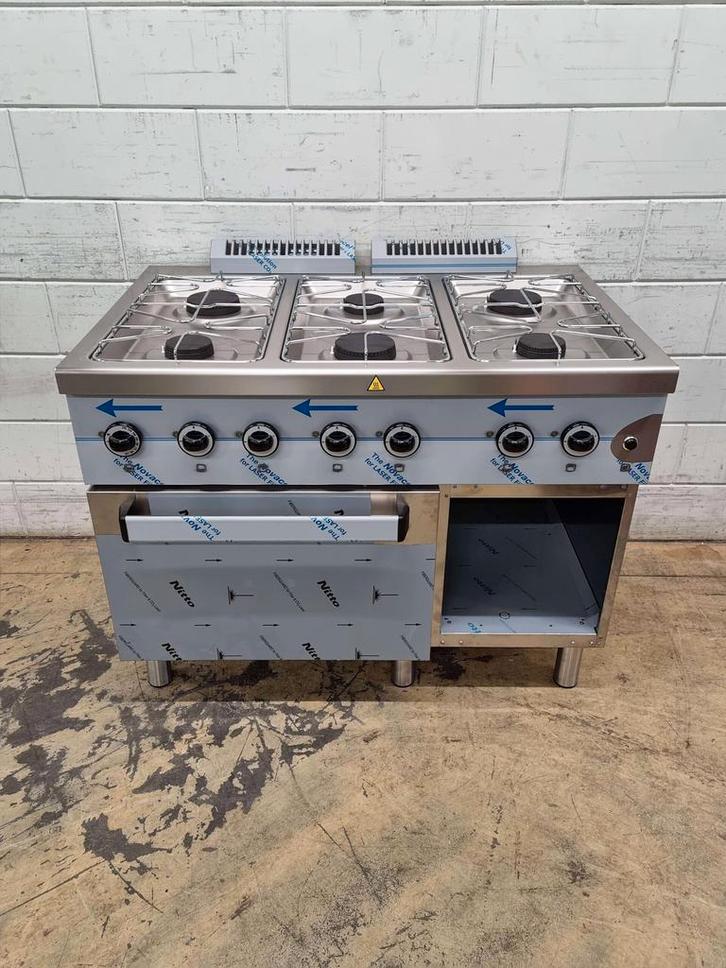 RVS MBM Dexion 6 pits Fornuis Gasfornuis met gasoven oven, Zakelijke goederen, Horeca | Keukenapparatuur, Nieuw in verpakking