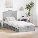 vidaXL Opslag bed met hoofdeinde Beton Grijs 75 x 190 cm, Huis en Inrichting, Slaapkamer | Bedden, Verzenden, Nieuw, Grijs, Hout