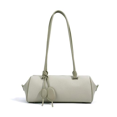 Bana – leren damestas in barrelvorm, Sieraden, Tassen en Uiterlijk, Tassen | Damestassen, Beige, Nieuw, Schoudertasje, Verzenden