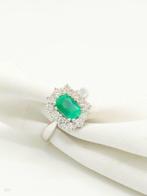 Ring - 14 karaat Witgoud Smaragd - Diamant, Sieraden, Tassen en Uiterlijk, Ringen, Nieuw