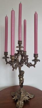 Kandelaar Cherubijn kandelaar - Verguld brons - Vijf arms, Antiek en Kunst