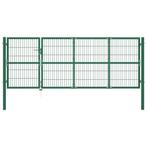 vidaXL Poort met palen 350x120 cm staal groen, Verzenden, Nieuw