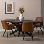 Mangohouten Eettafel Ovaal Oscar 240x110 cm Zwart (5cm), 100 tot 150 cm, Verzenden, Industriële meubels, Ovaal