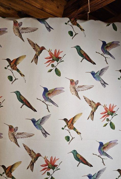 Art Nouveau stof met realistische kolibries - Artmaison, Antiek en Kunst, Antiek | Kleden en Textiel