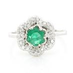 Zonder Minimumprijs - Ring Witgoud Smaragd - Diamant