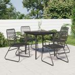 vidaXL 5-delige Tuinset PVC-rattan zwart, 4 zitplaatsen, Verzenden, Nieuw, Rvs