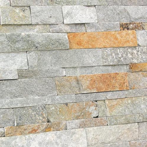 Natuursteen strips wandbekleding leisteen beige-0,63m², Doe-het-zelf en Verbouw, Tegels, Nieuw, Verzenden