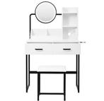 Witte make-uptafel met lades, open vakken & kruk, Verzenden, Nieuw