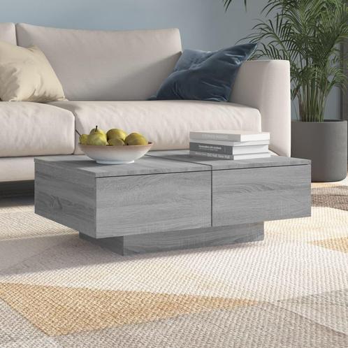 vidaXL Salontafel 90x60x31 cm bewerkt hout grijs sonoma, Huis en Inrichting, Tafels | Salontafels, 50 tot 100 cm, Nieuw, Overige houtsoorten