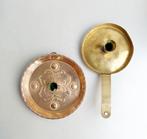 Kaarsenstandaard met oor koekenpan blaker (2) - Messing,, Antiek en Kunst