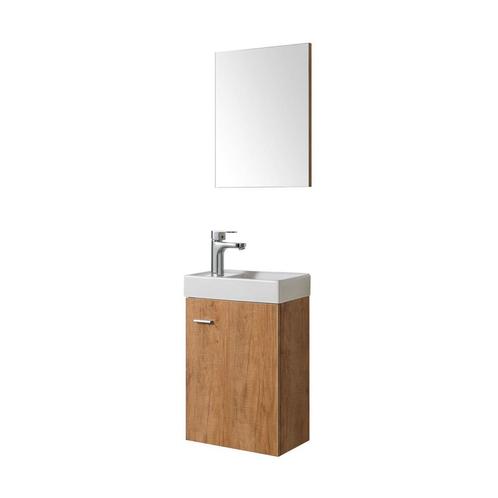 Toilet fontein met kastje en spiegel eiken, Doe-het-zelf en Verbouw, Sanitair, Wastafel, Nieuw, Verzenden