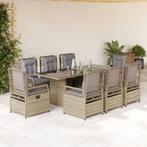 vidaXL 9-delige Tuinset met kussens poly rattan beige, Tuin en Terras, Tuinsets en Loungesets, Nieuw, 8 zitplaatsen, Tuinset, Verzenden