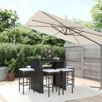vidaXL 7-delige Tuinbarset met kussens poly rattan zwart, Verzenden, Nieuw, Rotan, 6 zitplaatsen