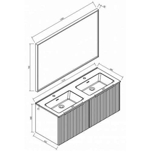 Badkamermeubelset BWS Bella 120 Cm Naturel Eik Mat Zwart, Doe-het-zelf en Verbouw, Sanitair, Ophalen of Verzenden