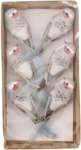 Vogeltjes op clip Lichtgrijs 12,5x3,5x3,5 cm 6 stuks, Hobby en Vrije tijd, Knutselen, Nieuw, Ophalen of Verzenden