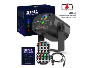 Veiling - Disco 3 in 1 Multilaser 4000mA Accu Strobo & Parsc beschikbaar voor biedingen
