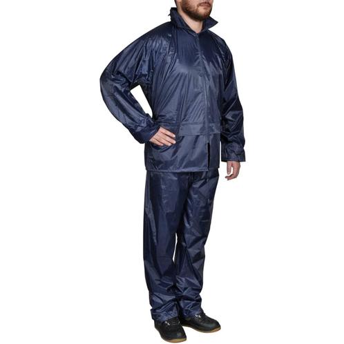 vidaXL Regenpak 2-delig + capuchon (heren / marineblauw /, Caravans en Kamperen, Regenkleding, Nieuw, Verzenden