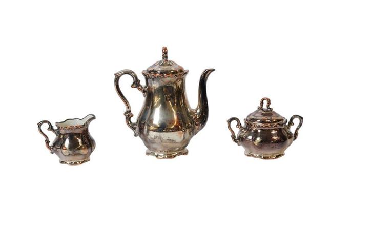 3-delig vintage keramieken koffieservies met zilveren luster, Huis en Inrichting, Woonaccessoires | Overige, Ophalen of Verzenden