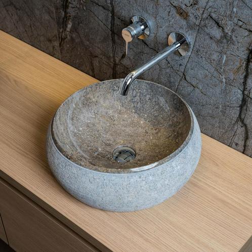Waskom Loutro Rocky T Rond 40x40x15 cm Marmer Taupe, Doe-het-zelf en Verbouw, Sanitair, Overige typen, Nieuw, Ophalen of Verzenden