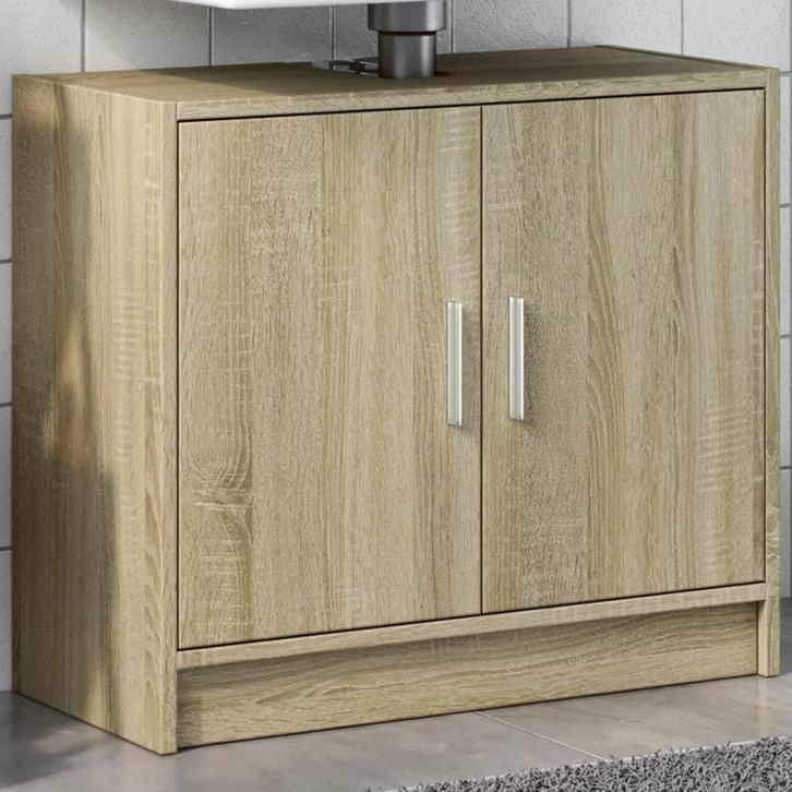 vidaXL Wastafelkast 63x29x55 cm bewerkt hout sonoma, Huis en Inrichting, Badkamer | Badkamermeubels, Nieuw, Minder dan 100 cm