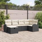 vidaXL 6-delige Tuinbankenset met kussens poly rattan zwart, Verzenden, Nieuw, Rotan