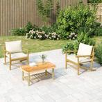 vidaXL Tuinstoelen 2 st met crèmewitte kussens bamboe, Verzenden, Nieuw, Hout, Tuinset