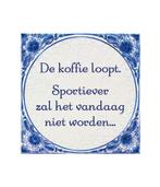 Delftsblauw Tegel De Koffie Loopt 15cm, Verzenden, Nieuw