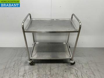 RVS Serveerwagen serveertrolley 2 lagen 83 cm Horeca