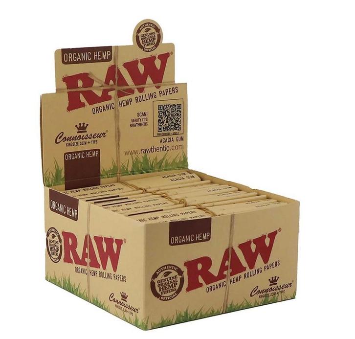 RAW Organic Connoisseur King Size Slim And Tips Display 24st, Verzamelen, Rookartikelen, Aanstekers en Luciferdoosjes, Nieuw, Verzenden
