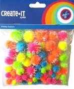 Pompoms Glitter Neon Mix 75st, Hobby en Vrije tijd, Verzenden, Nieuw