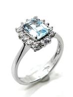 Zonder Minimumprijs - Ring - 18 karaat Witgoud Aquamarijn -, Sieraden, Tassen en Uiterlijk, Ringen, Nieuw