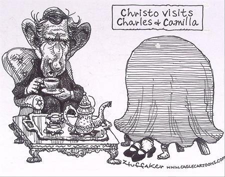 Pentekening Amerika - Christo bezoekt camilla (lijst optie), Antiek en Kunst, Kunst | Tekeningen en Foto's, Verzenden