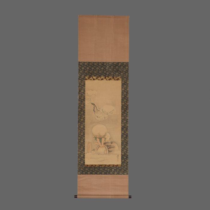 Kakejiku  (hanging scroll) - moerbeipapier, zijde, hout -, Antiek en Kunst, Antiek | Overige Antiek