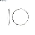 Zilveren scharnier oorringen 45 mm vlakke buis, Verzenden, Nieuw, Zilver