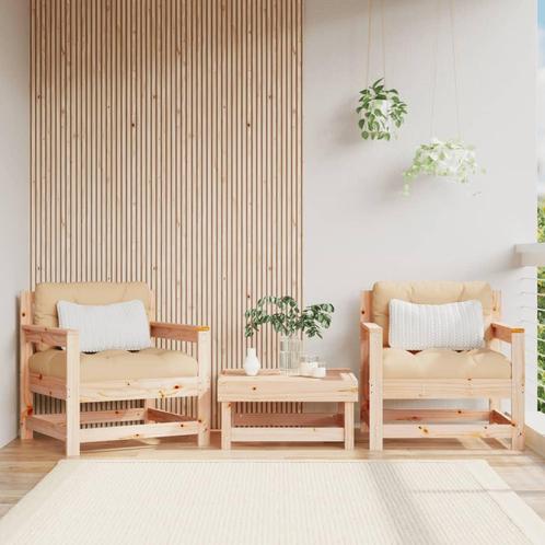 vidaXL Tuinstoelen 2 st met kussens massief grenenhout, Tuin en Terras, Tuinsets en Loungesets, Tuinset, Nieuw, Verzenden