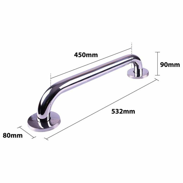 Handgreep RVS met gepolijste afwerking | Lengte: 53 cm | Wan, Huis en Inrichting, Badkamer | Badtextiel en Accessoires, Ophalen of Verzenden