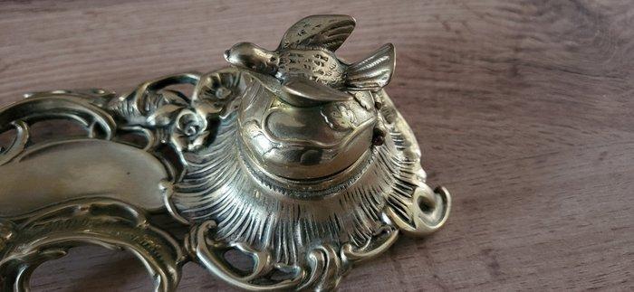 Inktpot - Rocailles and a bird - Brons, Keramiek, Antiek en Kunst, Curiosa en Brocante