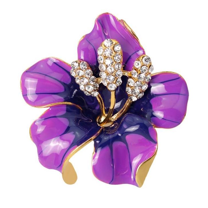 Fako Bijoux - Broche - Orchidee - 47x50mm - Paars, Sieraden, Tassen en Uiterlijk, Broches, Verzenden