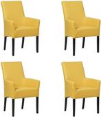 Set van 4 Gele leren landelijke eetkamerstoelen - Toledo Lee, Nieuw, Leer, Ophalen of Verzenden, Landelijk